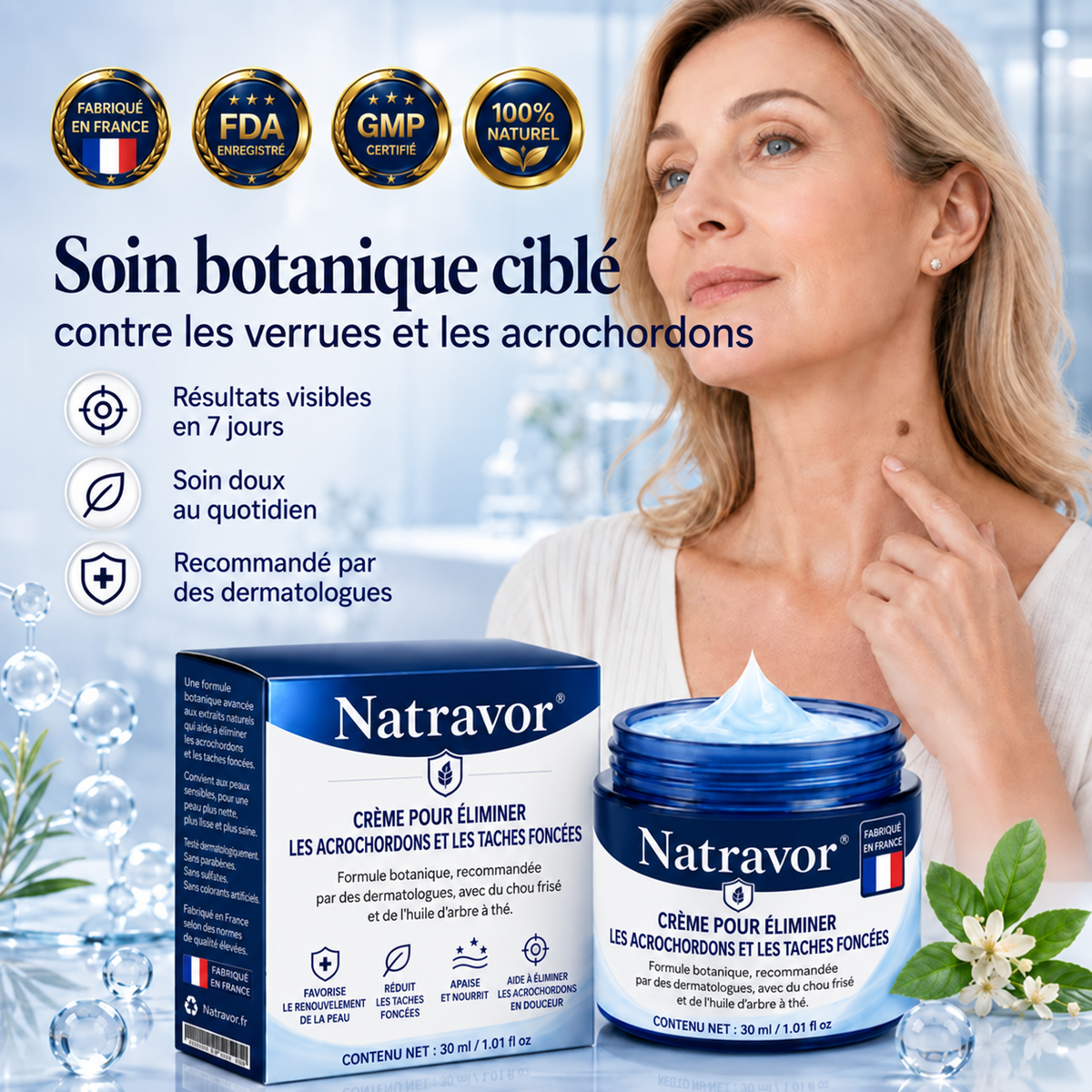 Natravor® 🪴 Crème Éliminatrice de Verrues et Taches Cutanées – 7 Jours (Formule Zéro Douleur, Zéro Cicatrice) 🪴